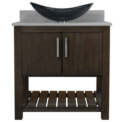 30-inch Bath Vanity with Storm Grey Quartz Counter and Sink - NOBV-30CM-280-324G