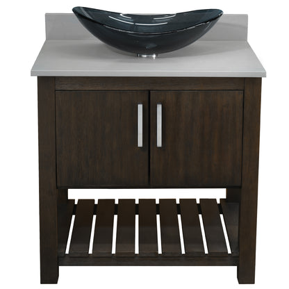 30-inch Bath Vanity with Storm Grey Quartz Counter and Sink - NOBV-30CM-280-324G