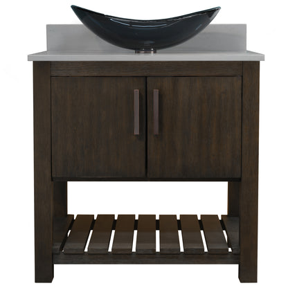 30-inch Bath Vanity with Storm Grey Quartz Counter and Sink - NOBV-30CM-280-324G