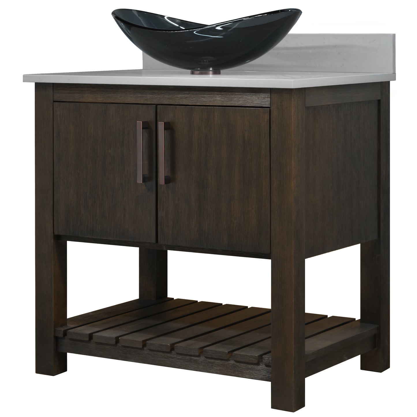 30-inch Bath Vanity with Storm Grey Quartz Counter and Sink - NOBV-30CM-280-324G