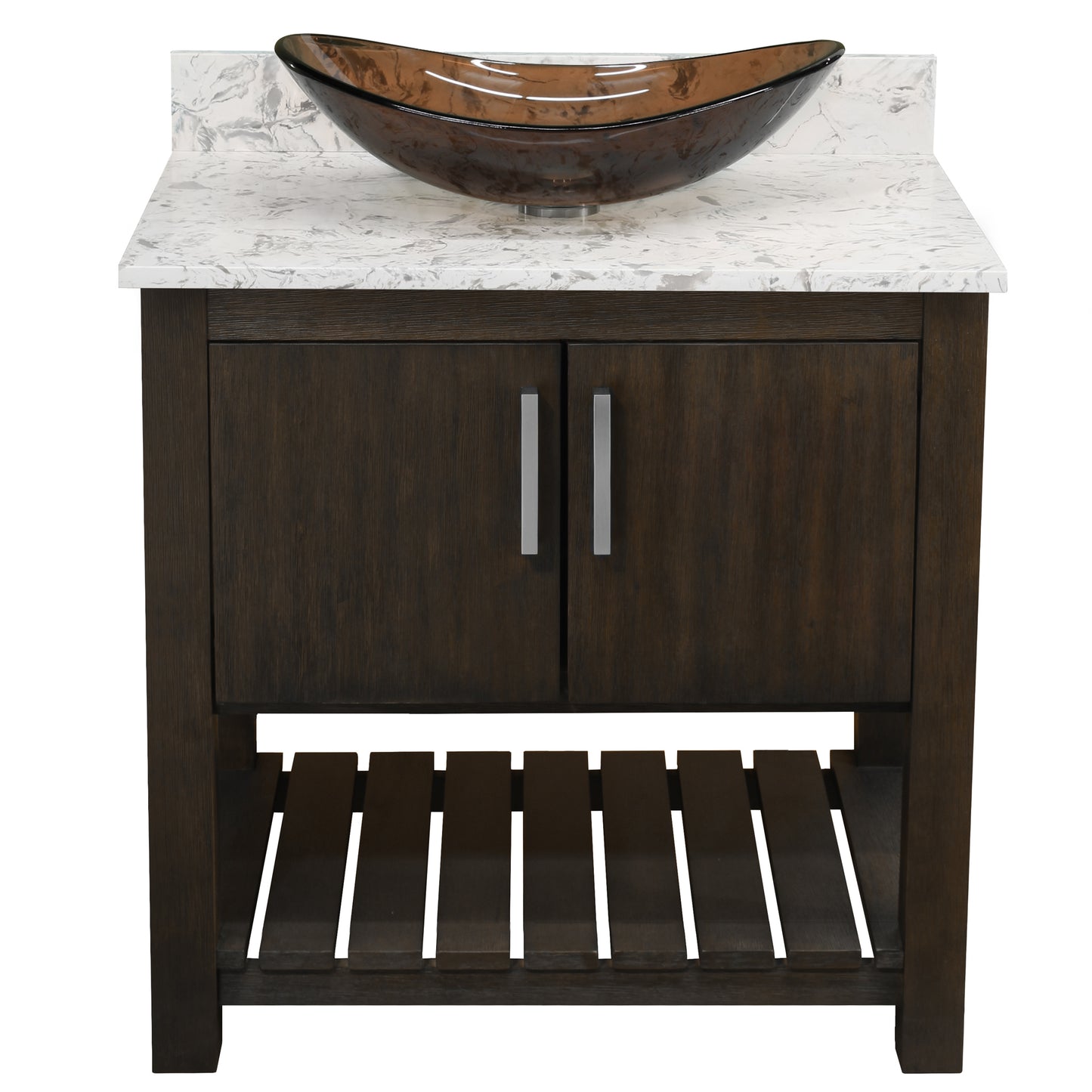 30-inch Bath Vanity with Café Mocha Quartz Counter and Sink - NOBV-30CM-6001-324T