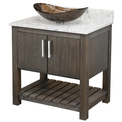 30-inch Bath Vanity with Café Mocha Quartz Counter and Sink - NOBV-30CM-6001-324T