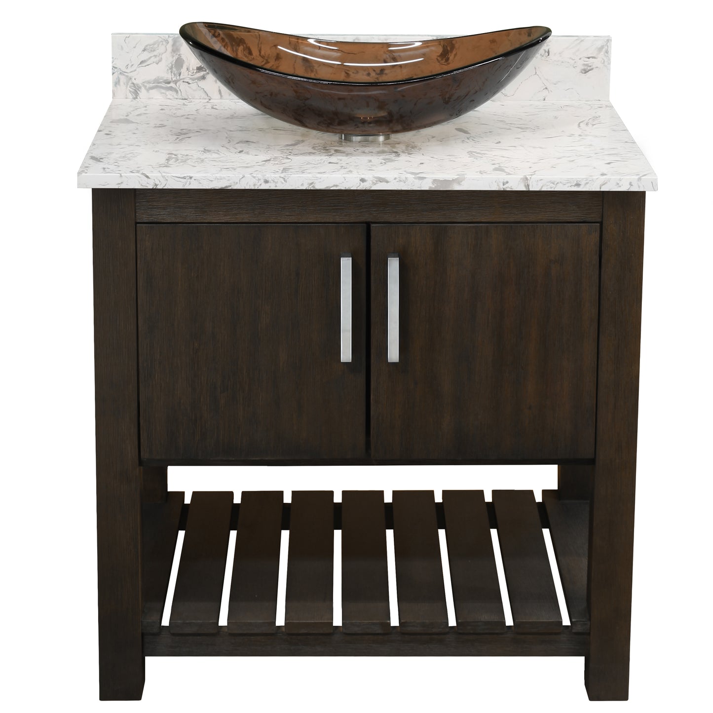 30-inch Bath Vanity with Café Mocha Quartz Counter and Sink - NOBV-30CM-6001-324T