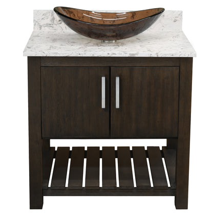 30-inch Bath Vanity with Café Mocha Quartz Counter and Sink - NOBV-30CM-6001-324T