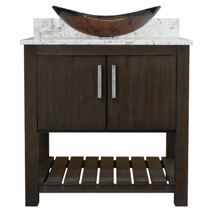 30-inch Bath Vanity with Café Mocha Quartz Counter and Sink - NOBV-30CM-6001-324T