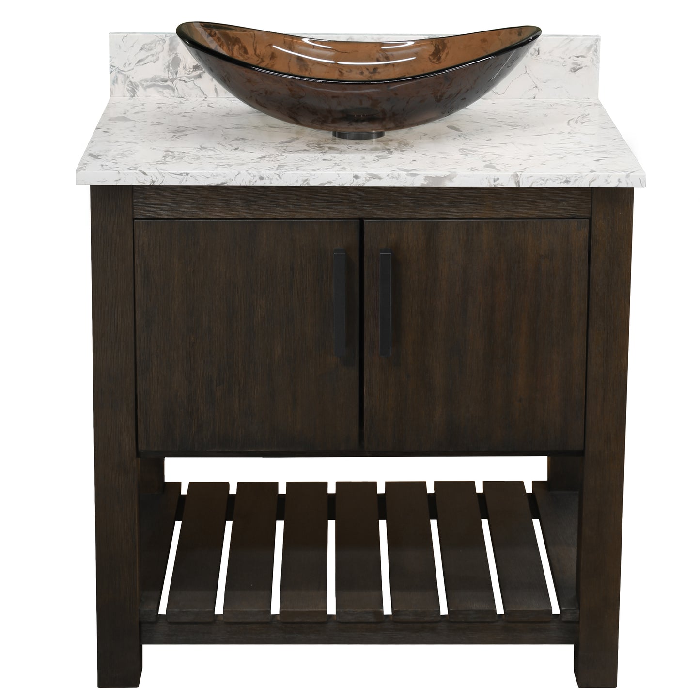 30-inch Bath Vanity with Café Mocha Quartz Counter and Sink - NOBV-30CM-6001-324T