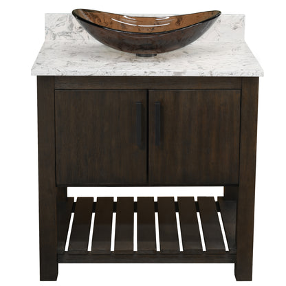 30-inch Bath Vanity with Café Mocha Quartz Counter and Sink - NOBV-30CM-6001-324T
