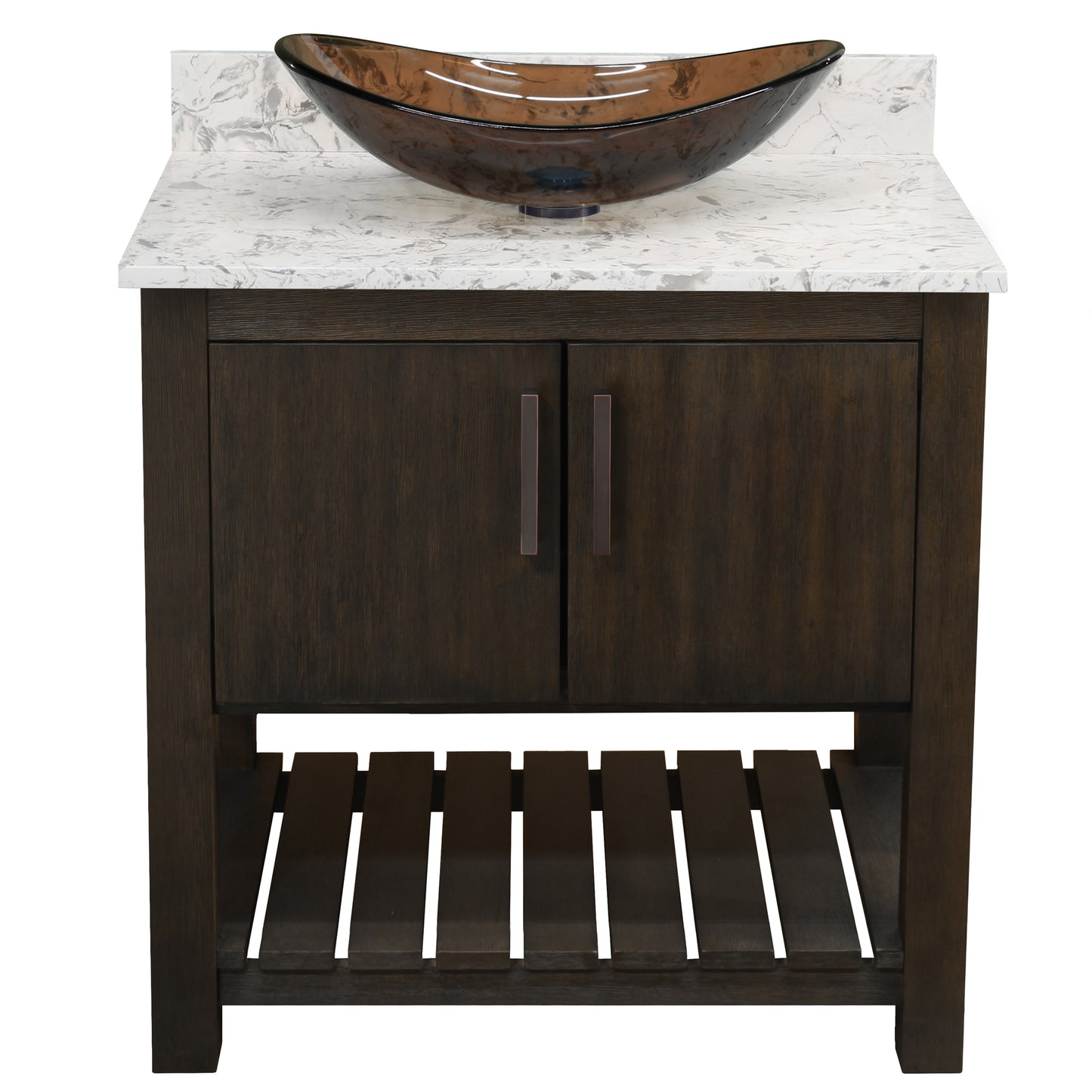 30-inch Bath Vanity with Café Mocha Quartz Counter and Sink - NOBV-30CM-6001-324T