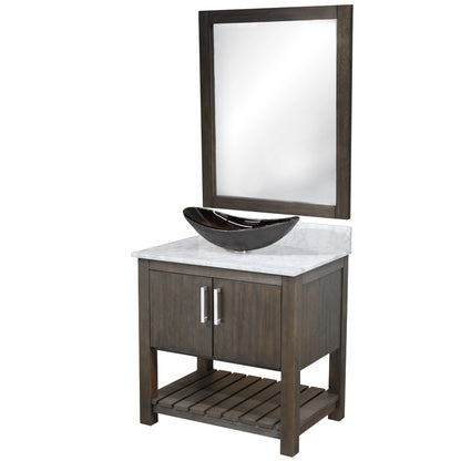 30-inch Bath Vanity with Carrara White Marble Counter and Sink - NOBV-30CM-CAR-0088031