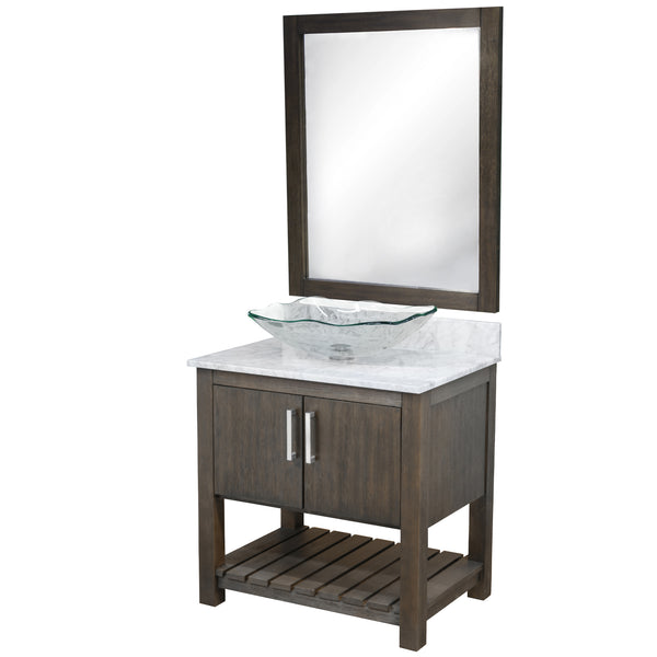 30-inch Bath Vanity with Carrara White Marble Counter and Sink - NOBV-30CM-CAR-317C