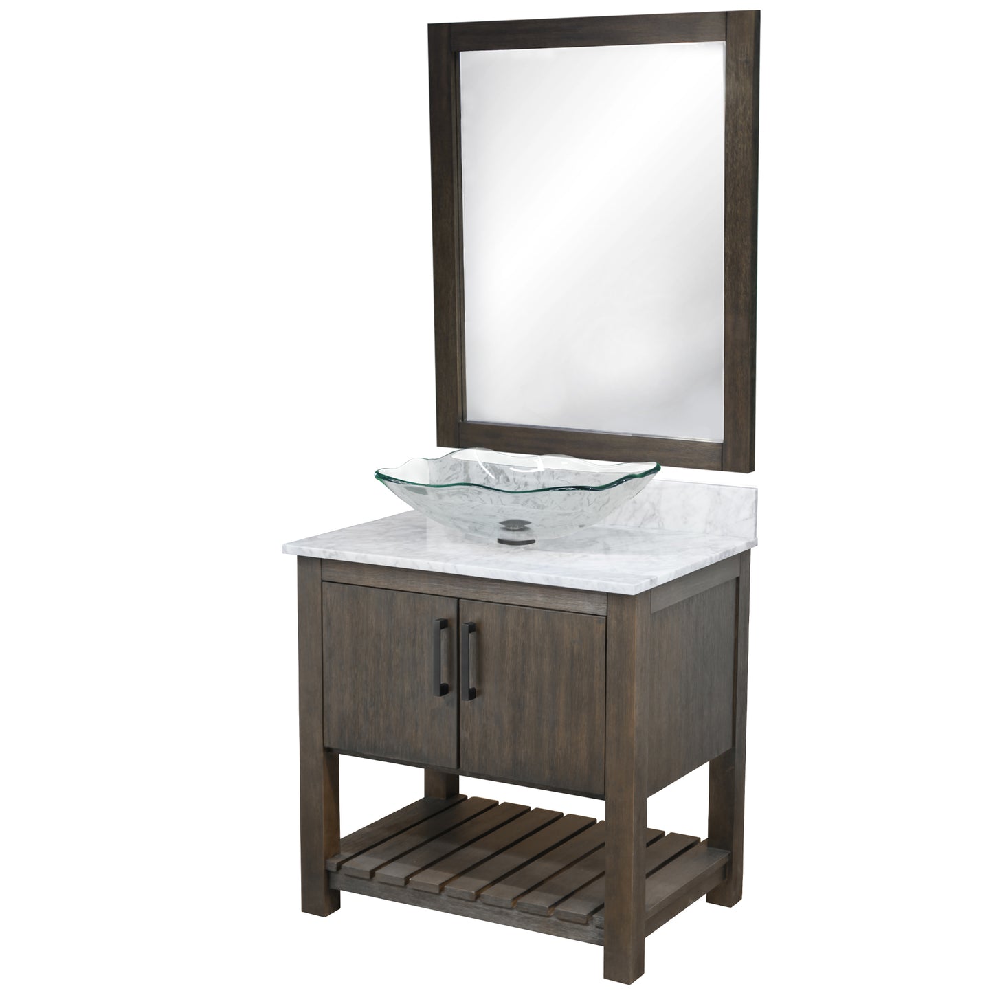 30-inch Bath Vanity with Carrara White Marble Counter and Sink - NOBV-30CM-CAR-317C