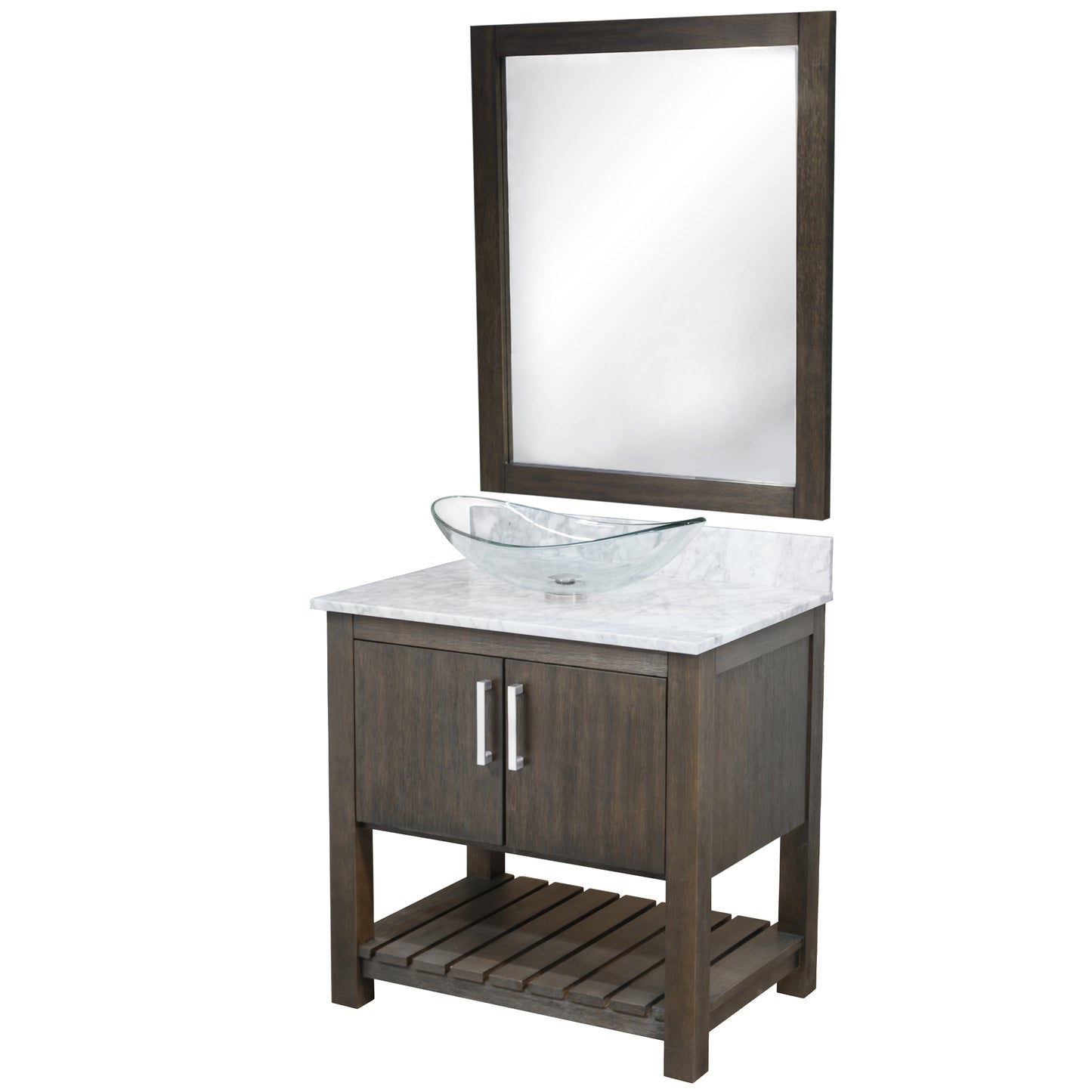 30-inch Bath Vanity with Carrara White Marble Counter and Sink - NOBV-30CM-CAR-324C
