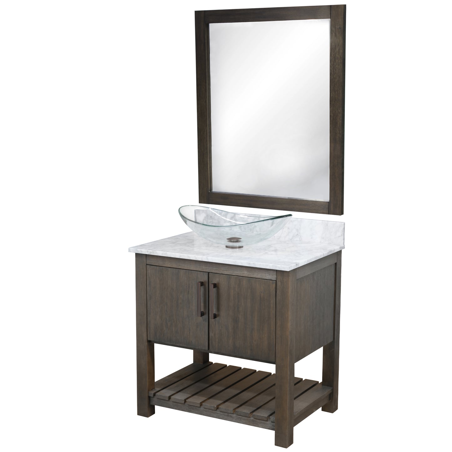 30-inch Bath Vanity with Carrara White Marble Counter and Sink - NOBV-30CM-CAR-324C