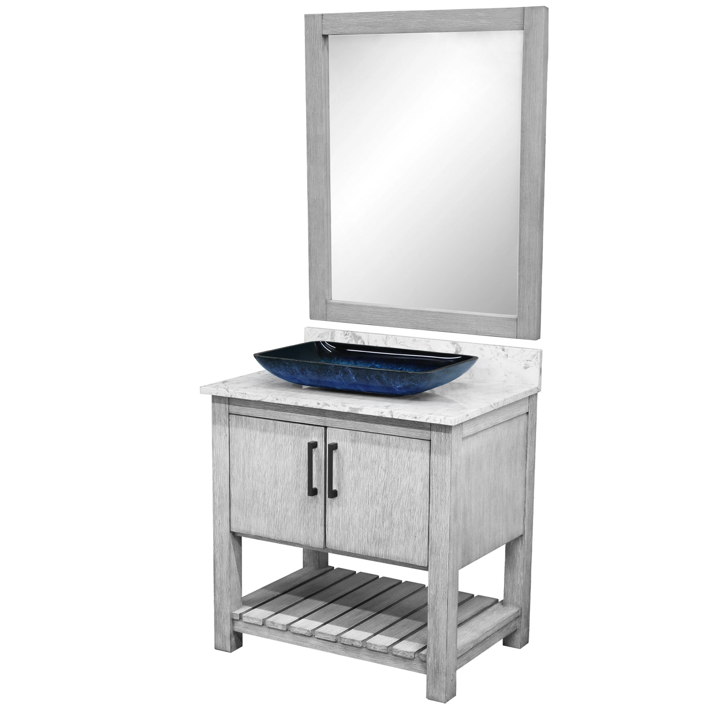 30-inch Bath Vanity with Café Mocha Quartz Counter and Sink, NOBV-30SG-6001-19034