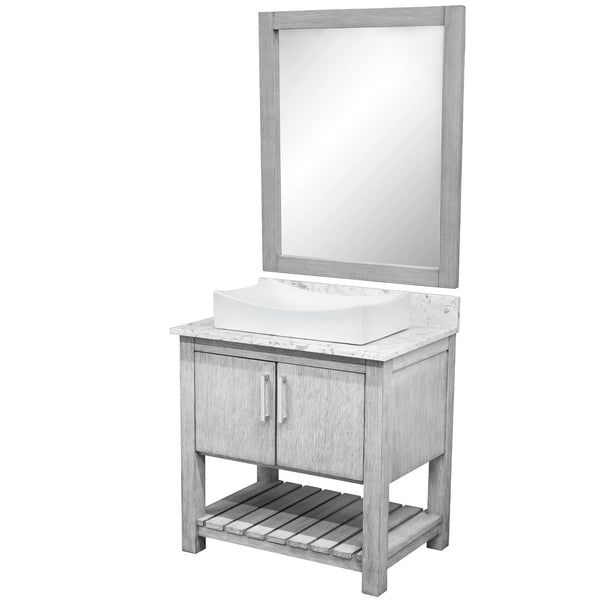 30-inch Bath Vanity with Café Mocha Quartz Counter and Sink - NOBV-30SG-6001-1141