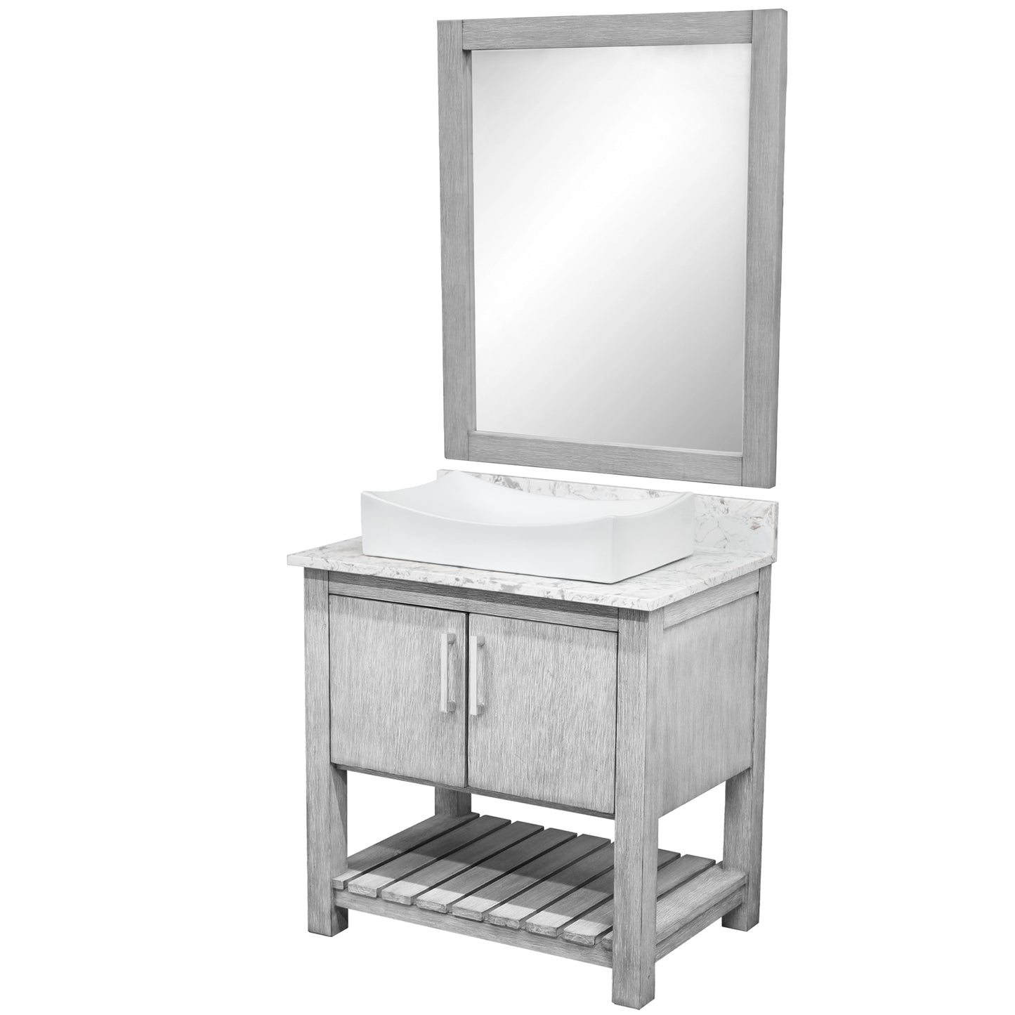 30-inch Bath Vanity with Café Mocha Quartz Counter and Sink - NOBV-30SG-6001-1141