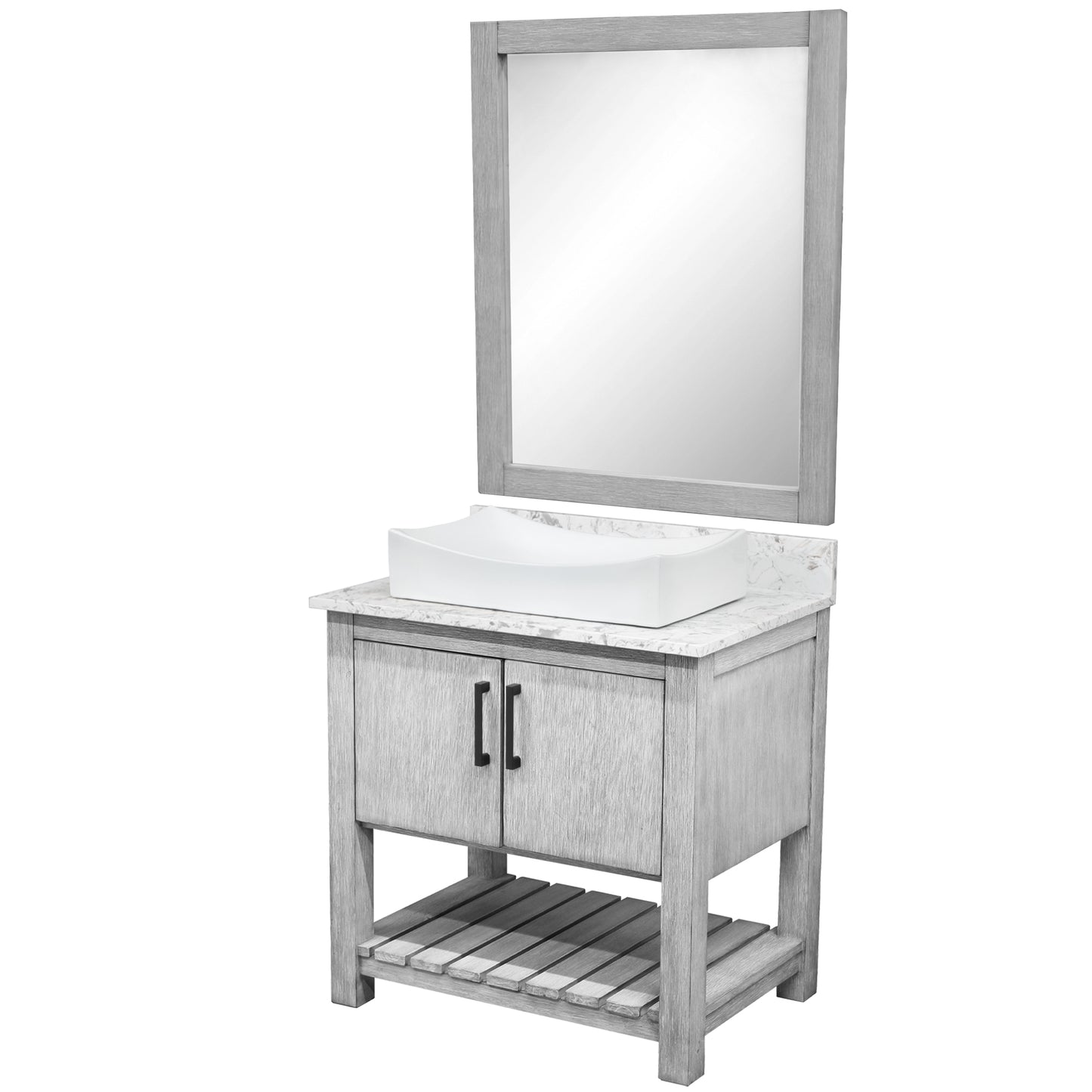 30-inch Bath Vanity with Café Mocha Quartz Counter and Sink - NOBV-30SG-6001-1141