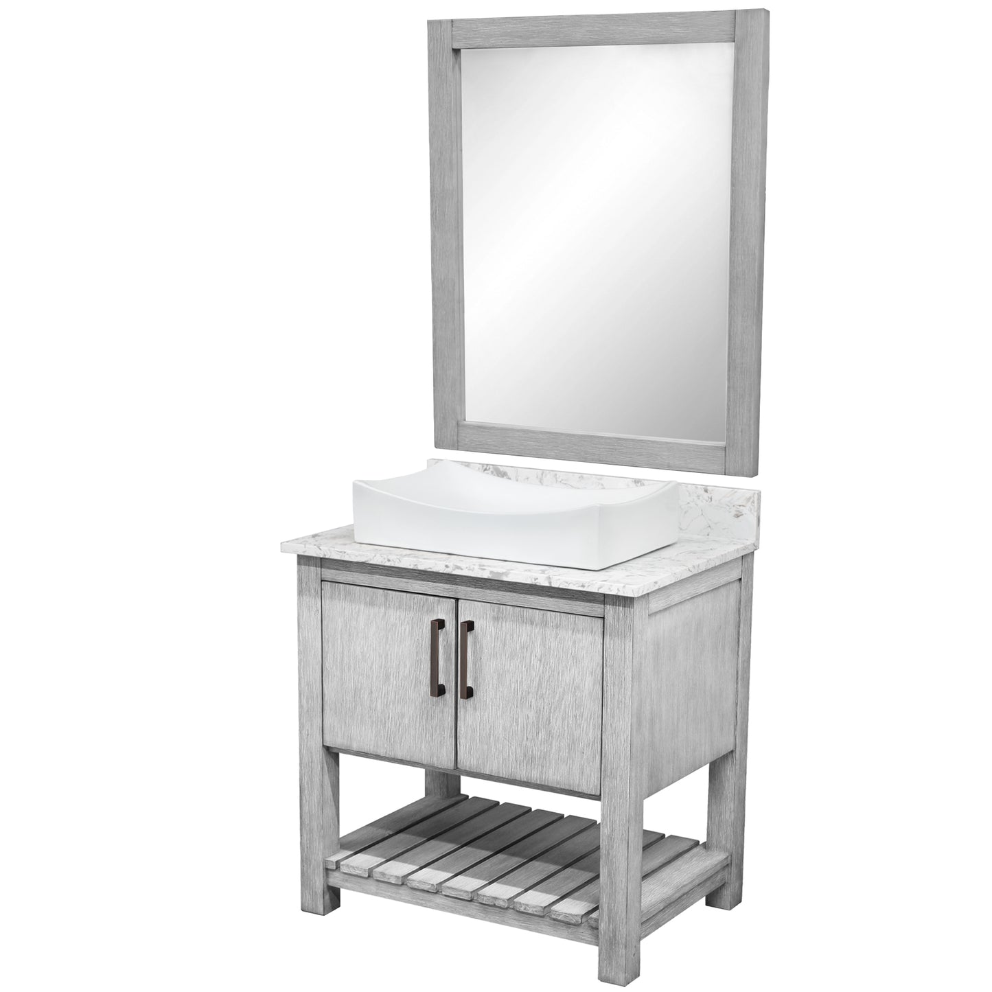 30-inch Bath Vanity with Café Mocha Quartz Counter and Sink - NOBV-30SG-6001-1141