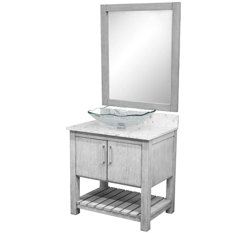 30-inch Bath Vanity with Café Mocha Quartz Counter and Sink - NOBV-30SG-6001-317C