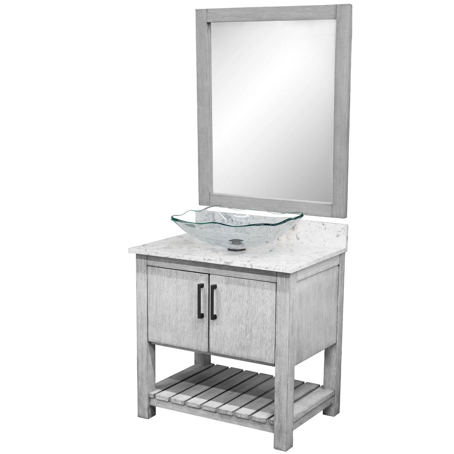 30-inch Bath Vanity with Café Mocha Quartz Counter and Sink - NOBV-30SG-6001-317C