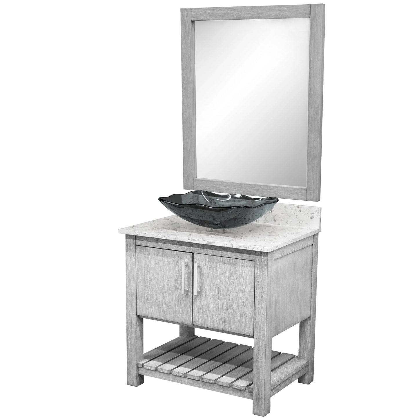 30-inch Bath Vanity with Café Mocha Quartz Counter and Sink - NOBV-30SG-6001-317G
