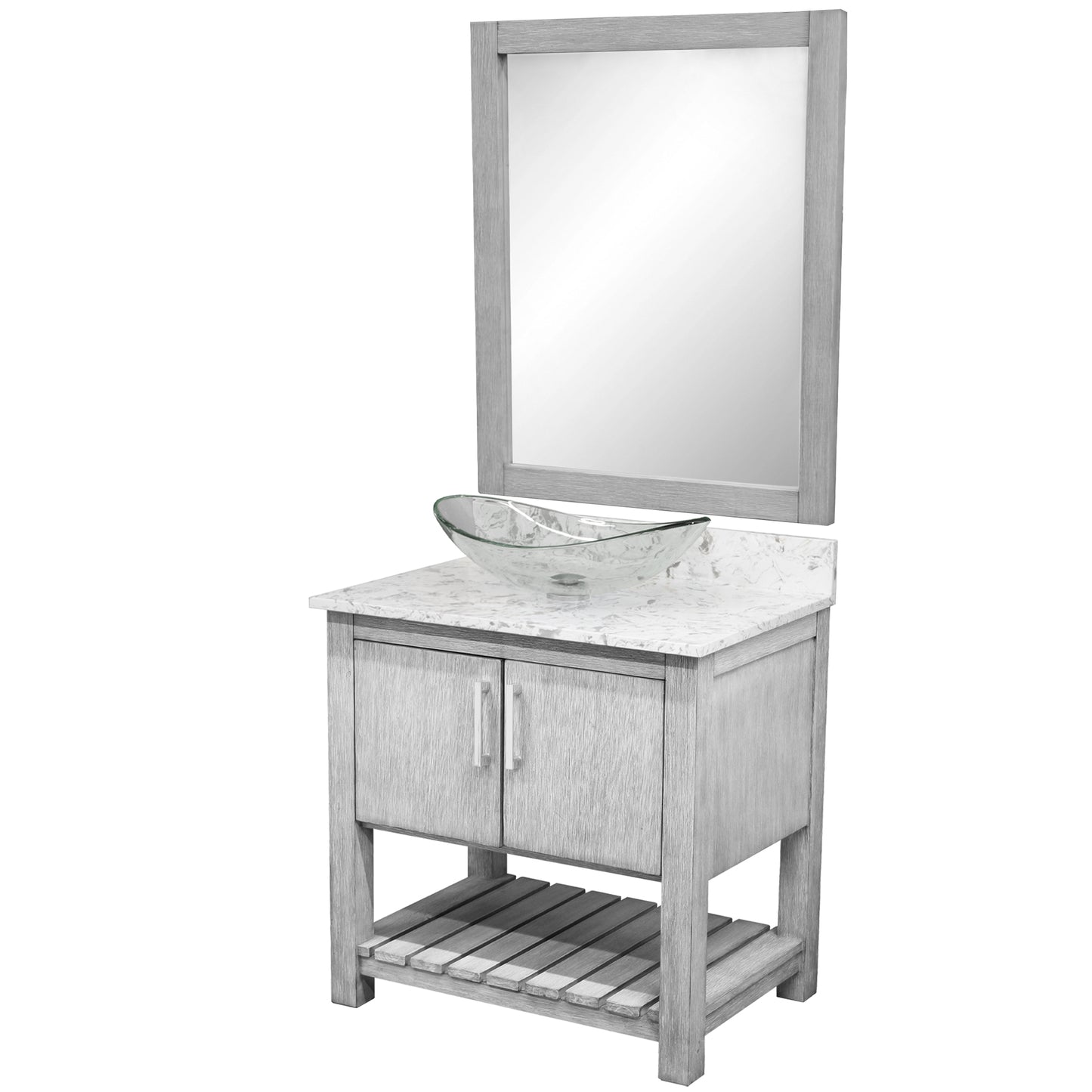 30-inch Bath Vanity with Café Mocha Quartz Counter and Sink - NOBV-30SG-6001-324C