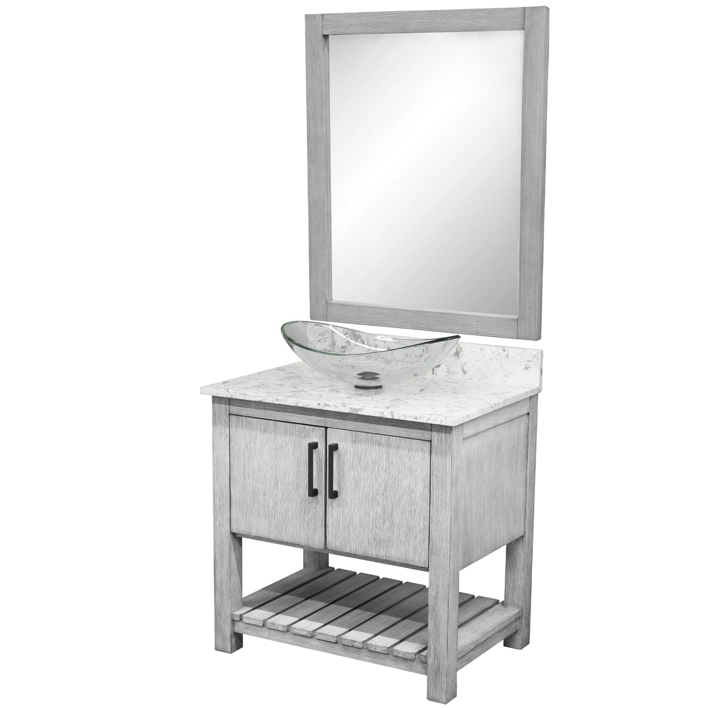30-inch Bath Vanity with Café Mocha Quartz Counter and Sink - NOBV-30SG-6001-324C