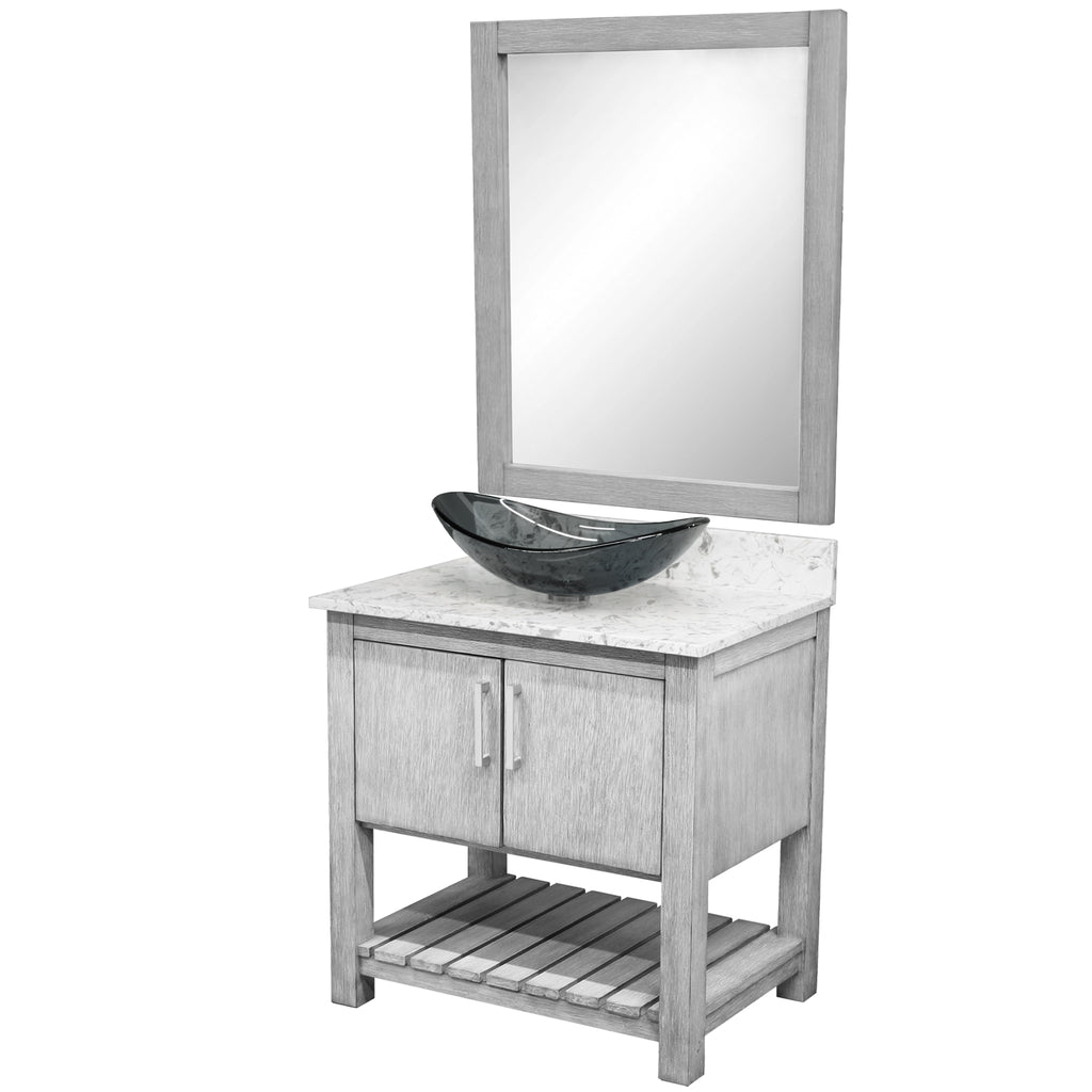 30-inch Bath Vanity with Café Mocha Quartz Counter and Sink - NOBV-30SG-6001-324G