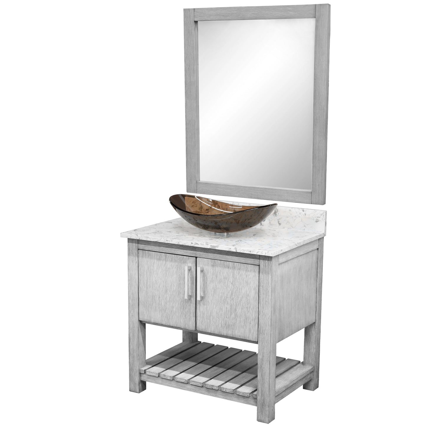 30-inch Bath Vanity with Café Mocha Quartz Counter and Sink - NOBV-30SG-6001-324T