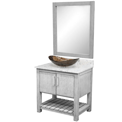 30-inch Bath Vanity with Café Mocha Quartz Counter and Sink - NOBV-30SG-6001-324T