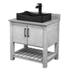 30-inch Bath Vanity w/ Storm Grey Quartz Counter, Sink & Faucet - NOBV-30SG-280MB-01141MB136