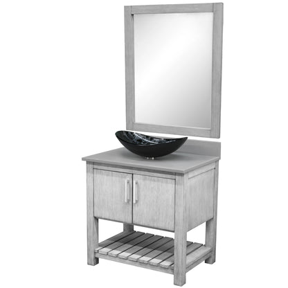 30-inch Bath Vanity with Storm Grey Quartz Counter and Sink - NOBV-30SG-280-G012-8031