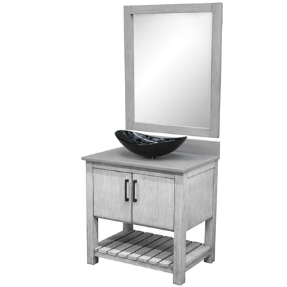30-inch Bath Vanity with Storm Grey Quartz Counter and Sink - NOBV-30SG-280-G012-8031
