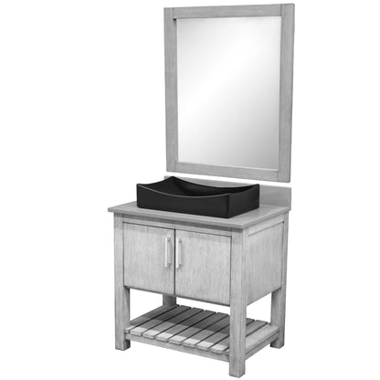 30-inch Bath Vanity with Storm Grey Quartz Counter and Sink - NOBV-30SG-280-01141MB