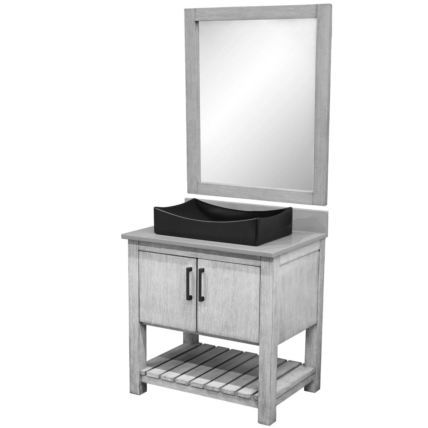 30-inch Bath Vanity with Storm Grey Quartz Counter and Sink - NOBV-30SG-280-01141MB
