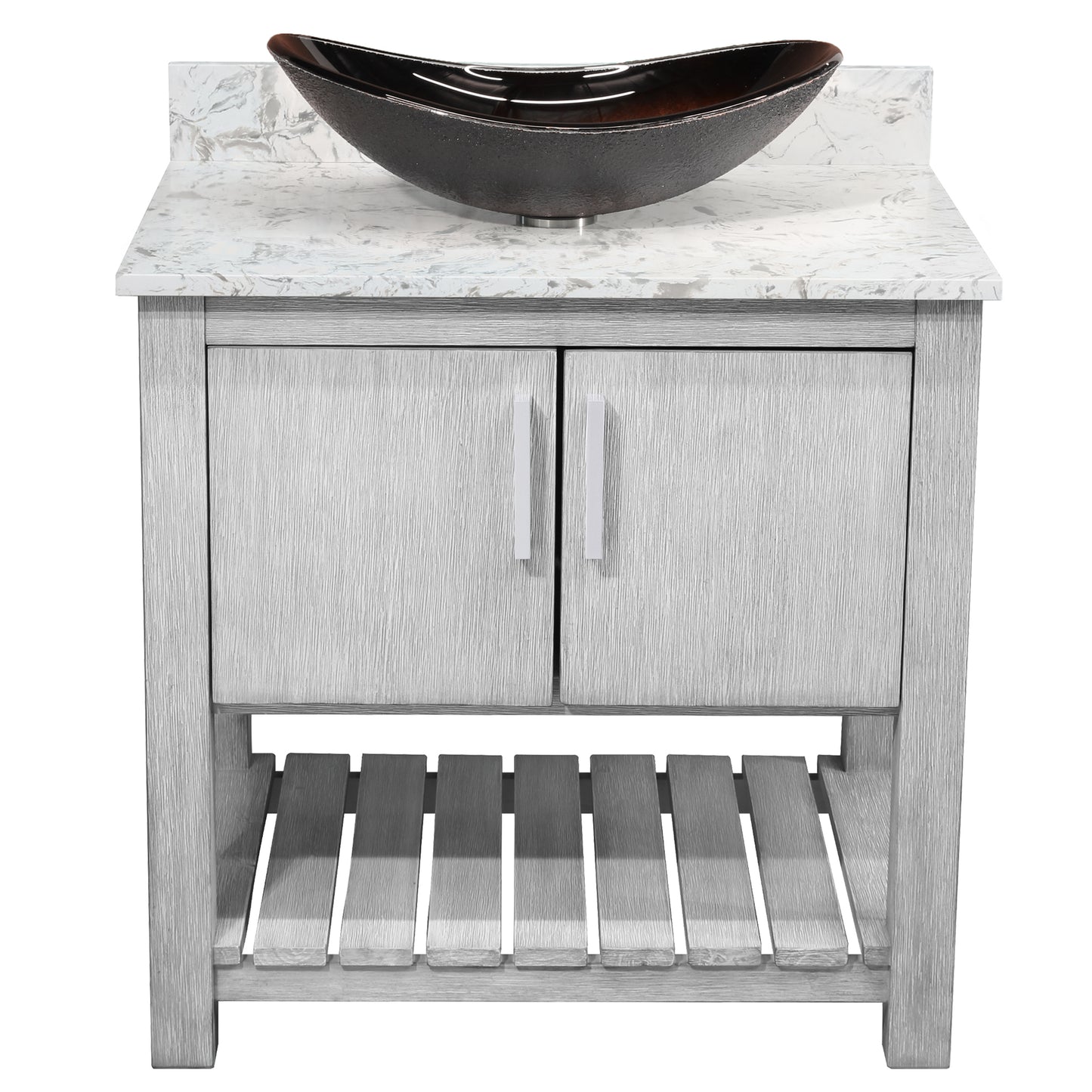 30-inch Bath Vanity with Café Mocha Quartz Counter and Sink - NOBV-30SG-6001-0088031