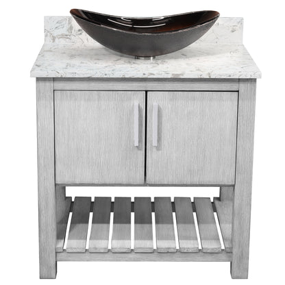 30-inch Bath Vanity with Café Mocha Quartz Counter and Sink - NOBV-30SG-6001-0088031