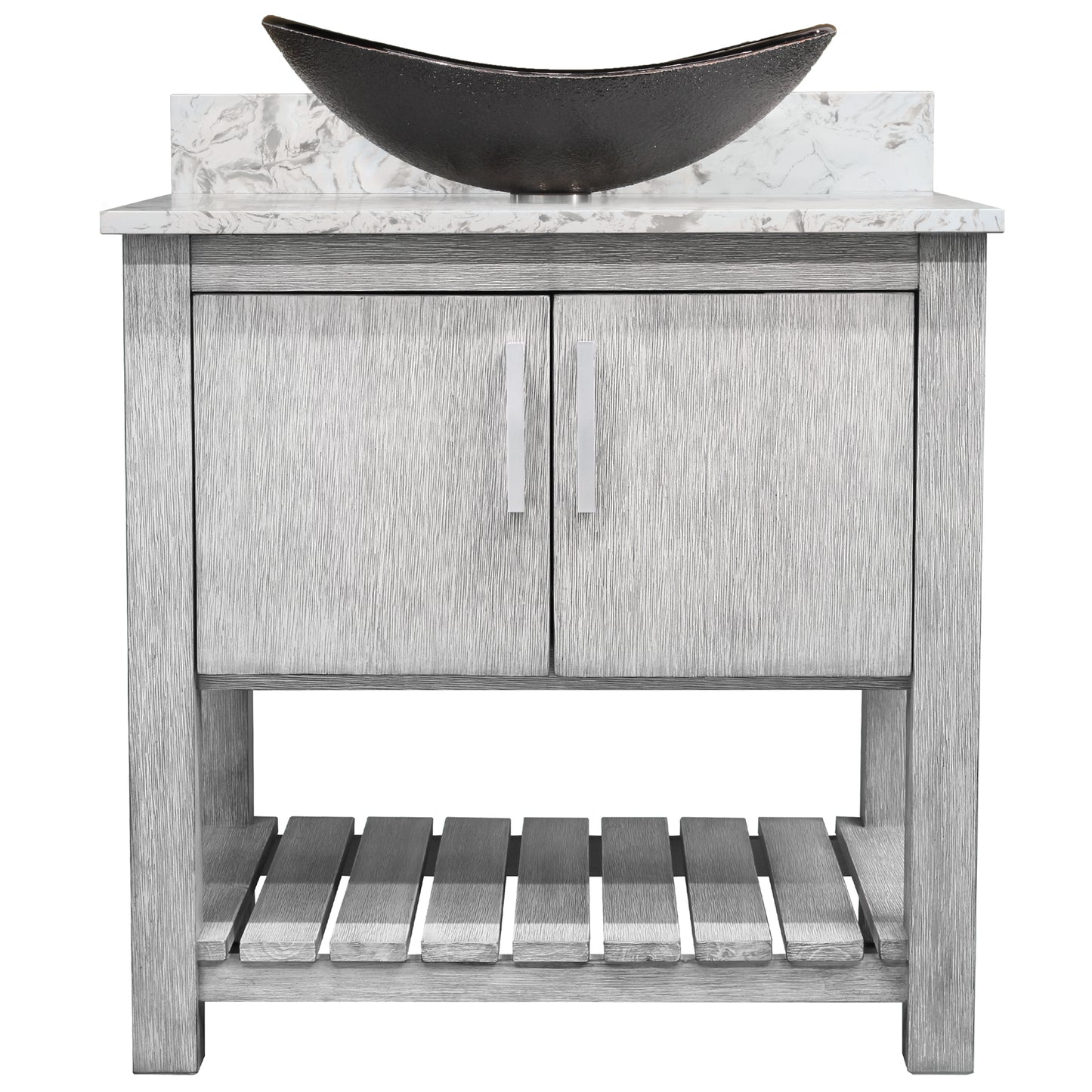 30-inch Bath Vanity with Café Mocha Quartz Counter and Sink - NOBV-30SG-6001-0088031