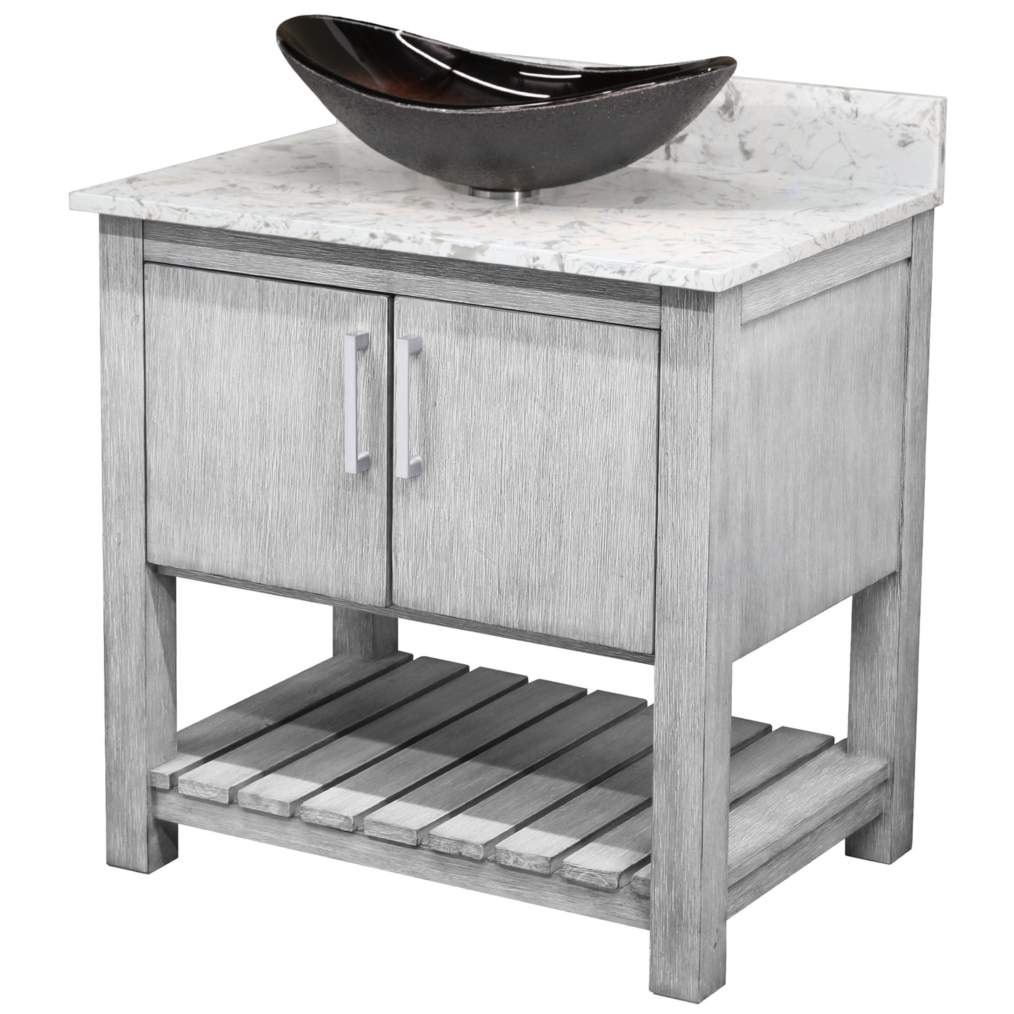 30-inch Bath Vanity with Café Mocha Quartz Counter and Sink - NOBV-30SG-6001-0088031