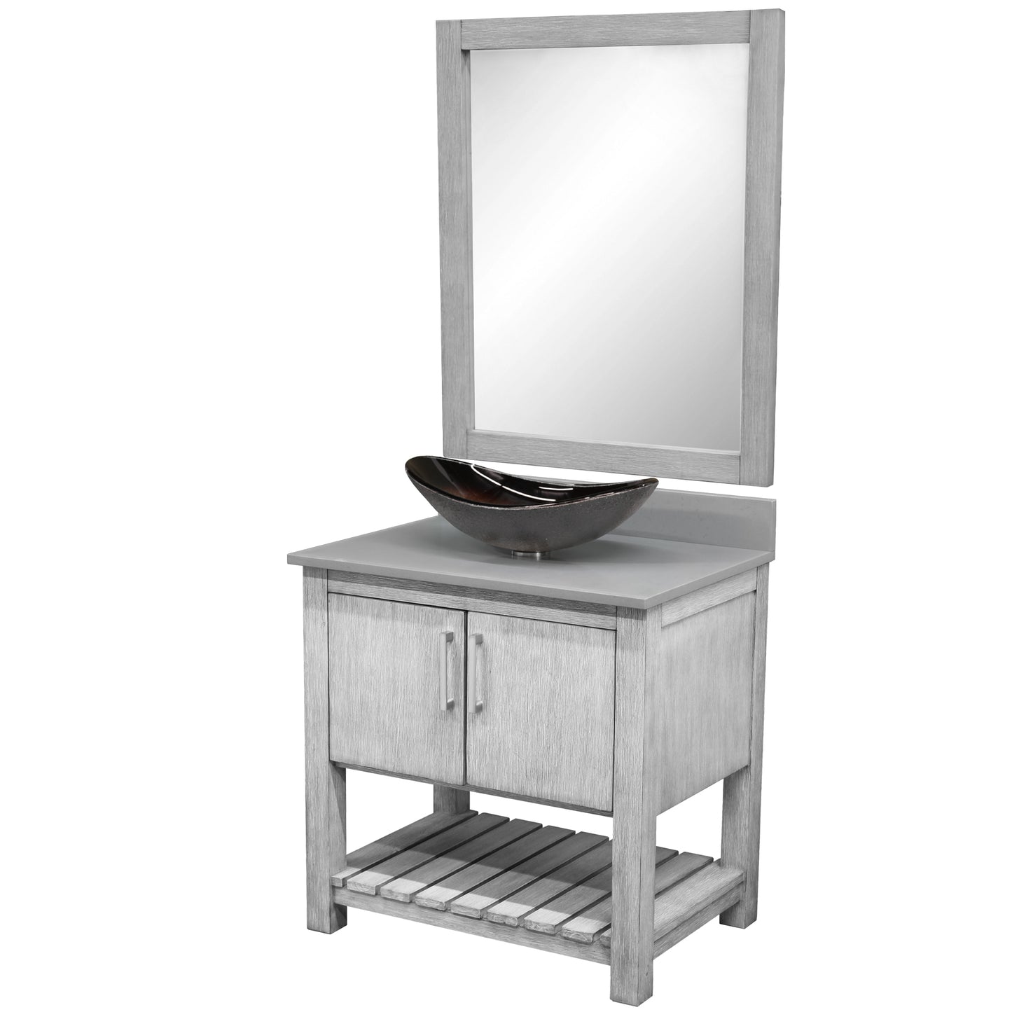 30-inch Bath Vanity with Storm Grey Quartz Counter and Sink - NOBV-30SG-280-0088031