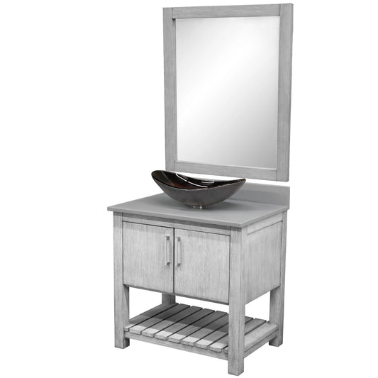 30-inch Bath Vanity with Storm Grey Quartz Counter and Sink - NOBV-30SG-280-0088031