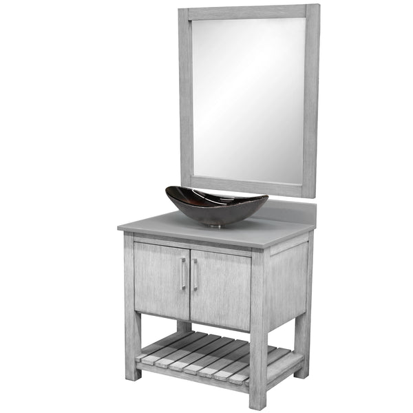 30-inch Bath Vanity with Storm Grey Quartz Counter and Sink - NOBV-30SG-280-0088031