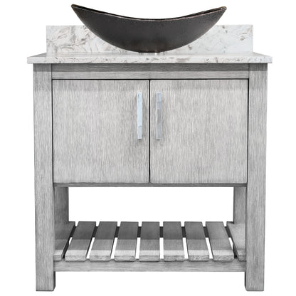 30-inch Bath Vanity with Café Mocha Quartz Counter and Sink - NOBV-30SG-6001-0088031