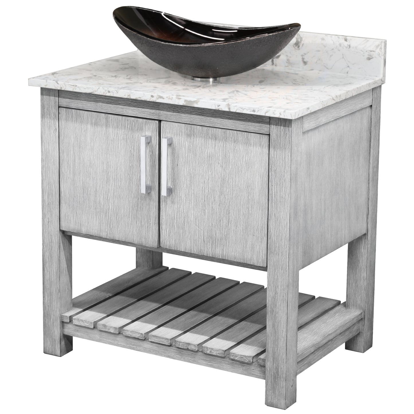 30-inch Bath Vanity with Café Mocha Quartz Counter and Sink - NOBV-30SG-6001-0088031