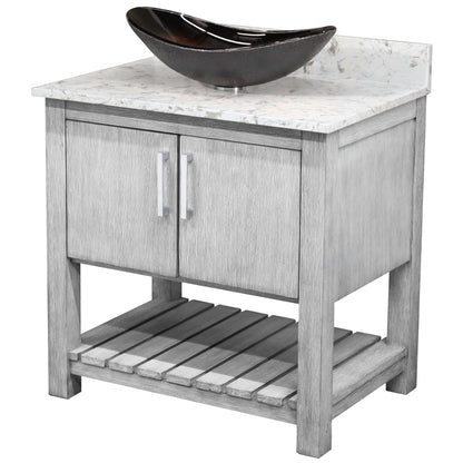 30-inch Bath Vanity with Café Mocha Quartz Counter and Sink - NOBV-30SG-6001-0088031