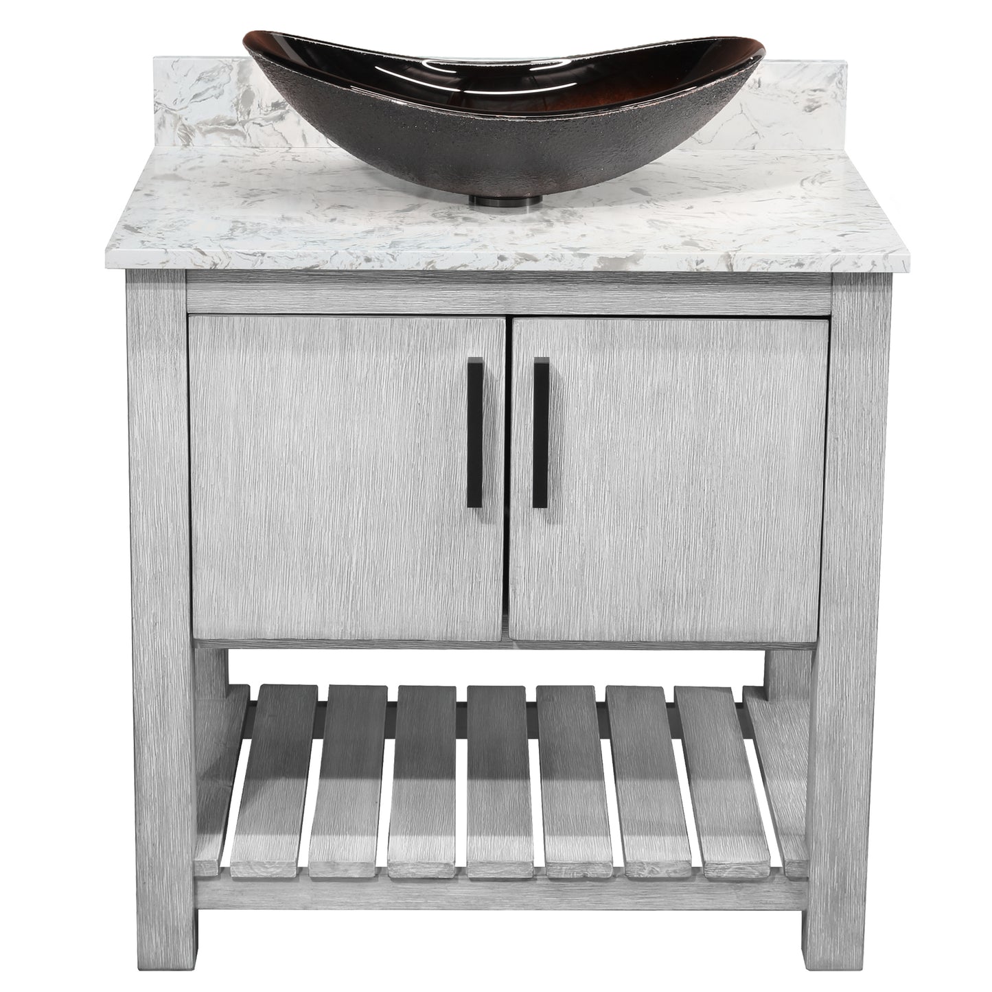 30-inch Bath Vanity with Café Mocha Quartz Counter and Sink - NOBV-30SG-6001-0088031