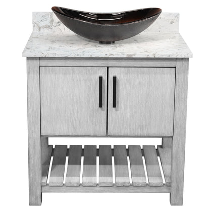 30-inch Bath Vanity with Café Mocha Quartz Counter and Sink - NOBV-30SG-6001-0088031