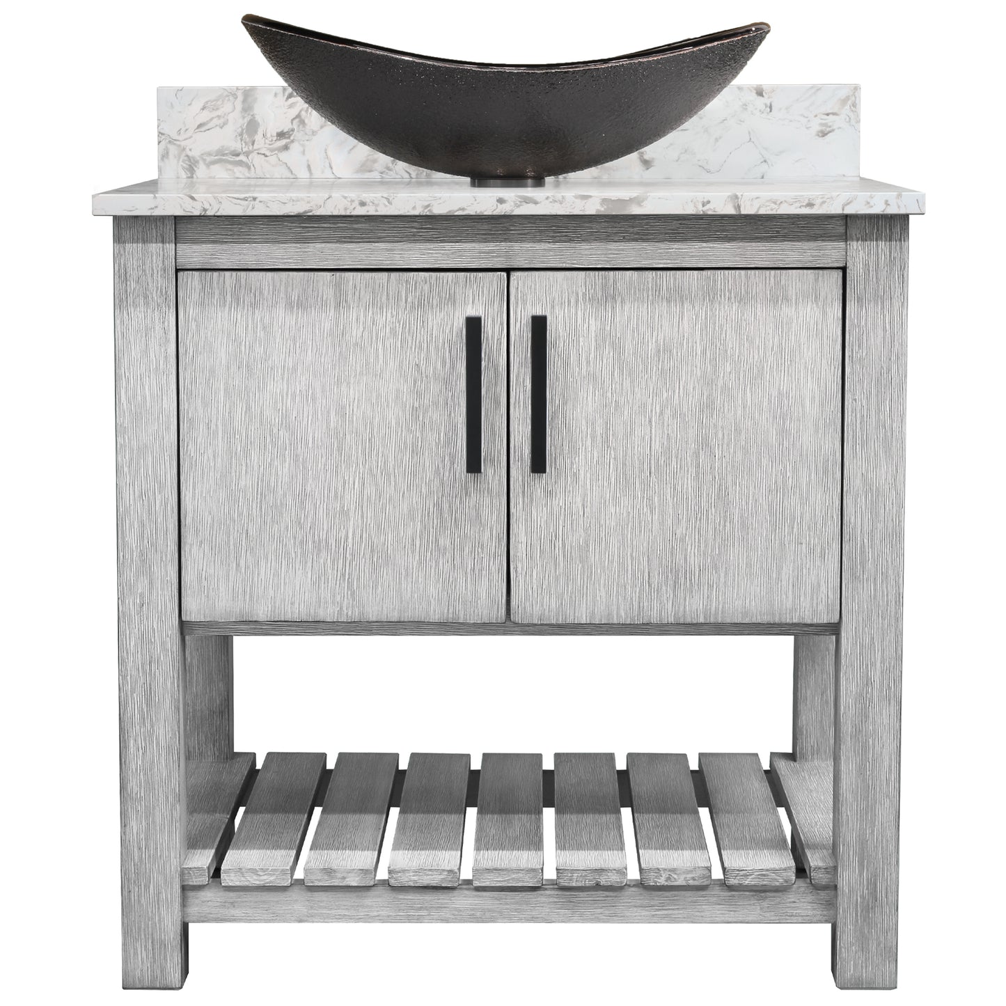 30-inch Bath Vanity with Café Mocha Quartz Counter and Sink - NOBV-30SG-6001-0088031