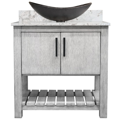 30-inch Bath Vanity with Café Mocha Quartz Counter and Sink - NOBV-30SG-6001-0088031