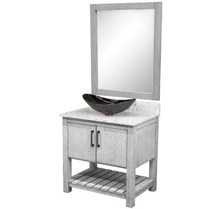 30-inch Bath Vanity with Café Mocha Quartz Counter and Sink - NOBV-30SG-6001-0088031